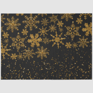 Black & Gold Snowflakes Stars Merry Christmas  Tissue Paper