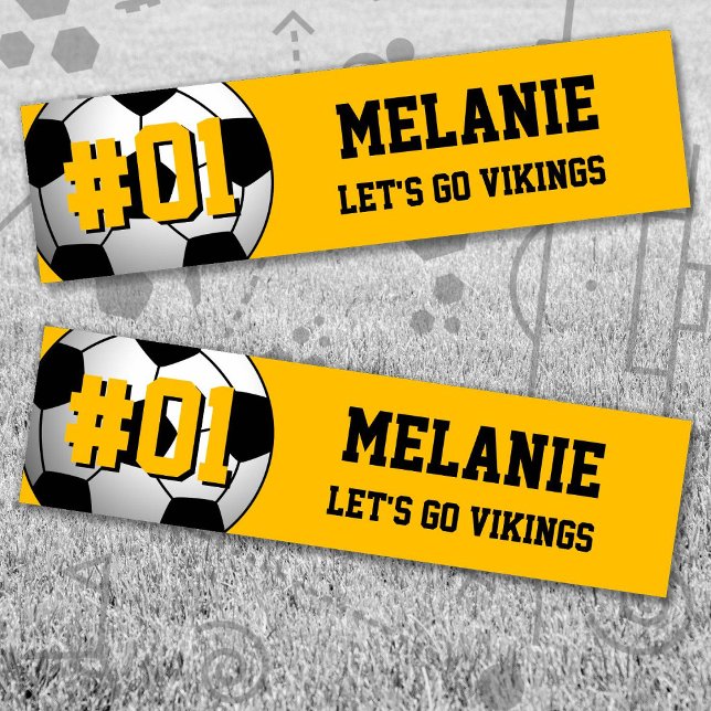 Black Gold Soccer Team Bumper Sticker (Black and Gold Soccer Let's Go Team Bumper Sticker. Celebrate your high school or college athlete.)