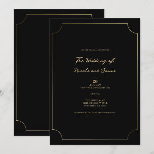 Black & Gold Sophisticated Minimal Wedding Invitation