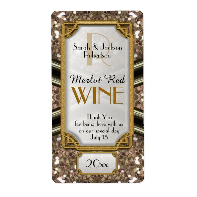 Black Gold Sparkler Wine Bottle Labels (Front)