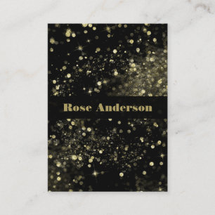 Black & Gold Sparkling Lights Glam Sparkle Glitter Business Card