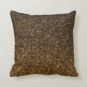 Black gold sparkly glitter pillow