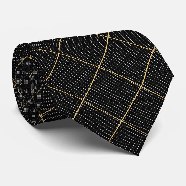 BLACK GOLD SPOT ABSTRACT TIE (Rolled)