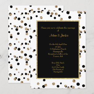BLACK GOLD SPOT CRYSTAL ELEGANT WEDDING INVITATION