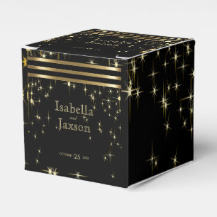 Black & Gold Starlights with Bars Favor Box