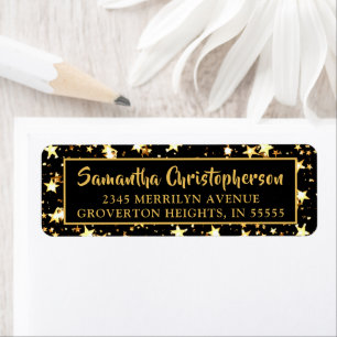 Black Gold Stars Handwritten Brush Script
