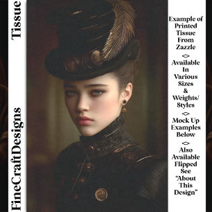 Black & Gold Steampunk Portrait DN8L Decoupage Tissue Paper