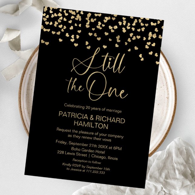 Black Gold Still The One Wedding Vow Renewal Invitation (Creator Uploaded)
