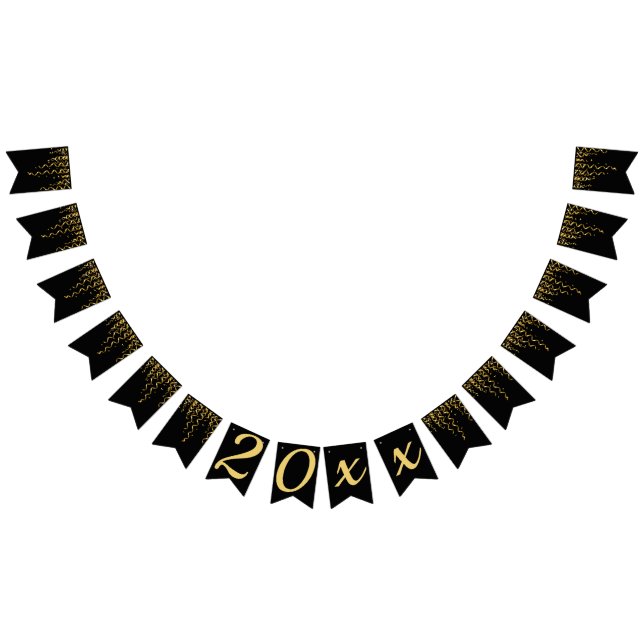 Black & Gold Streamers, New Years Eve  Bunting Flags (All)
