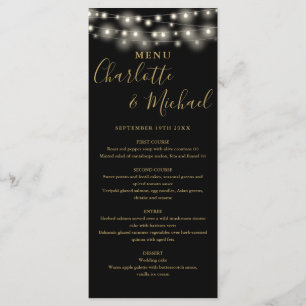 Black Gold String Lights Signature Wedding Menu