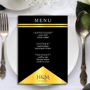 Black & Gold Stripe Fancy Wedding Reception Menu