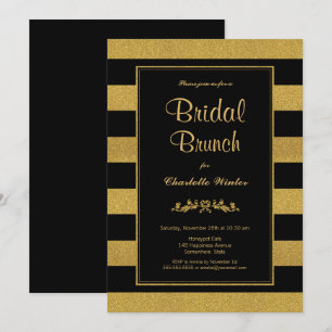 Black Gold Striped Bridal Brunch Invitation