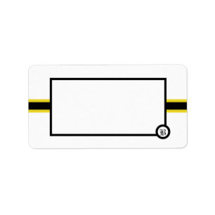 Black & Gold Striped Monogrammed design Label
