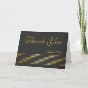 Black Gold Striped Sleek Thank You Card