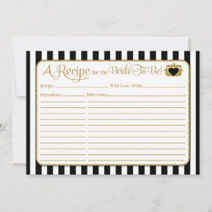 Black Gold Stripes Bridal Shower Recipe Card