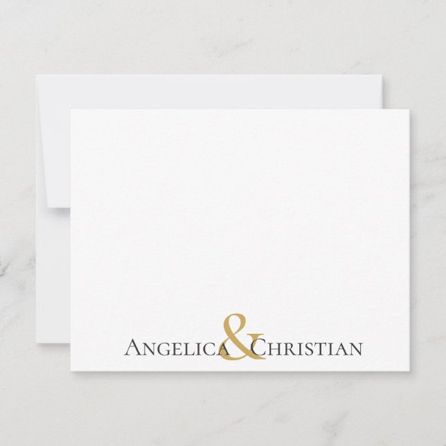 Black Gold Stripes Couples Personalized Stationery Card (Front)