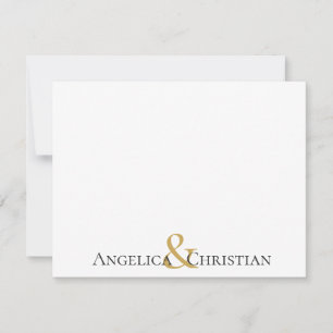 Black Gold Stripes Couples Personalized Stationery Card