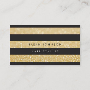 Black Gold Stripes Hair Stylist Appointment Cards