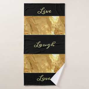 Black Gold Stripes Live Laugh Love Bath Towel Set