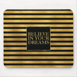 Black Gold Stripes Mouse Pad