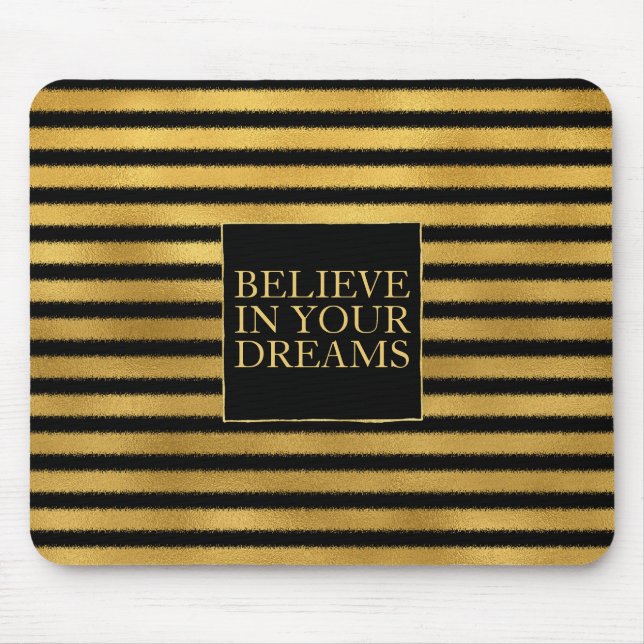 Black Gold Stripes Mouse Pad (Front)