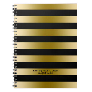Black & Gold Stripes Pattern Notebook
