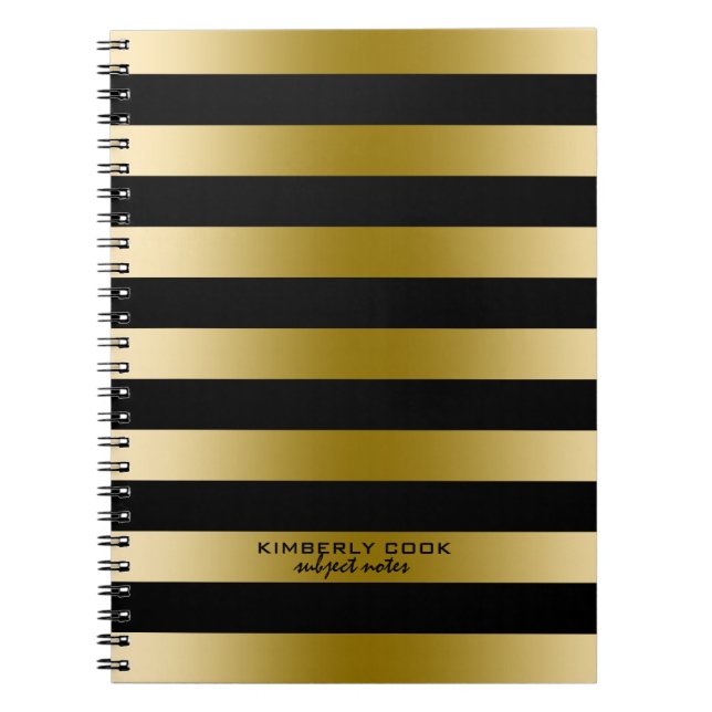 Black & Gold Stripes Pattern Notebook (Front)
