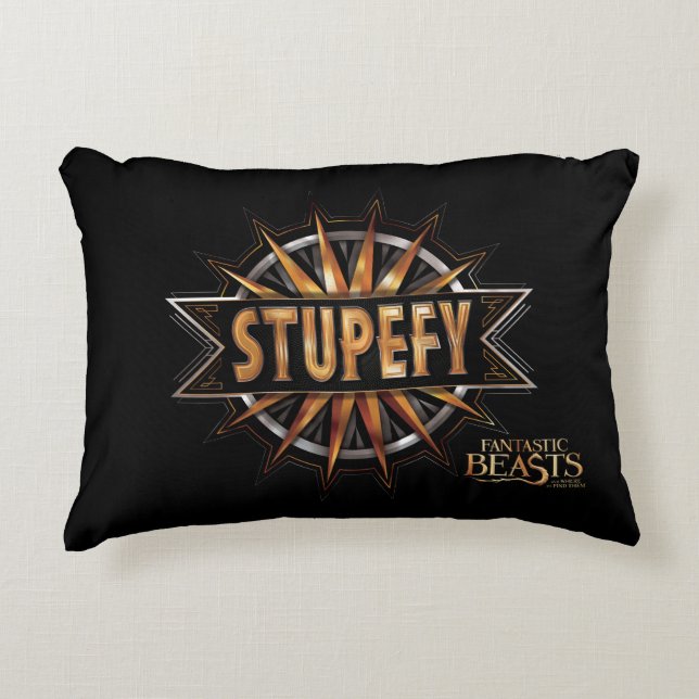 Black & Gold Stupefy Spell Graphic Decorative Pillow (Front)