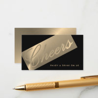 Black & Gold Stylish Script "Cheers" Drink Ticket