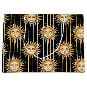 Black Gold Sun Eyelashes Birthday Large Gift Bag