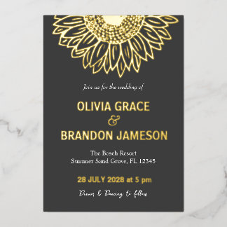 Black Gold Sunflower Modern Floral Wedding
