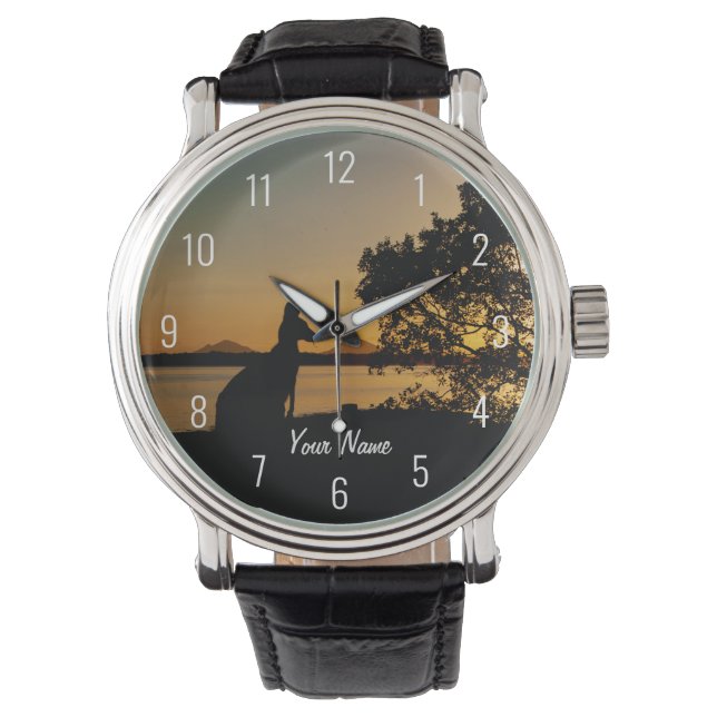 Black & Gold Sunset Australia Kangaroo Landscape Watch (Front)