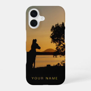 Black & Gold Sunset Silhouette Kangaroo Australia iPhone 16 Case
