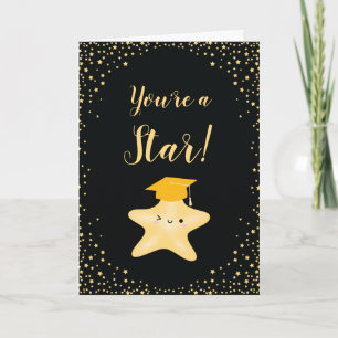 Black & Gold Superstar Graduation Congratulations Card