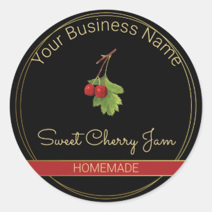 Black & Gold Sweet Cherry Jam Product Label