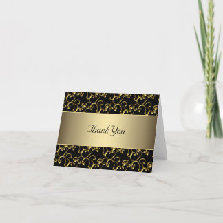 Black Gold Swirl Gold Thank You Cards