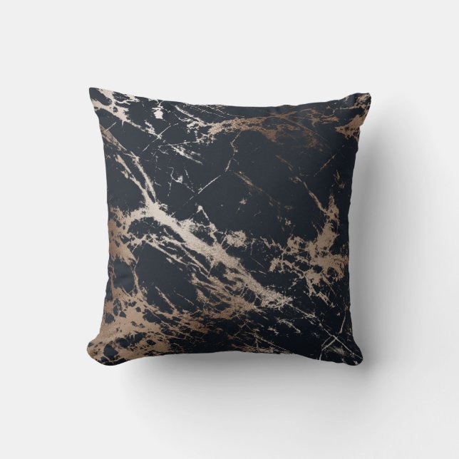 Black/Gold/ Swirl Reversible Pillow (Front)