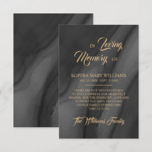 Black & Gold Sympathy Memory Thank You Card