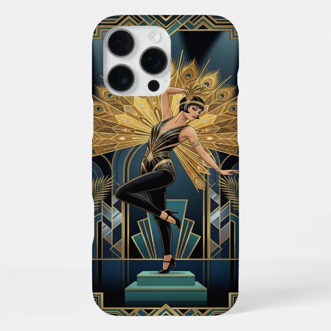 Black Gold Teal iPhone 16 Pro Max Case  (Back)