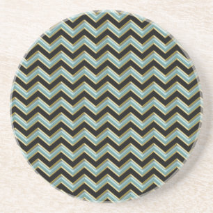 Black Gold Teal ZigZag Coaster