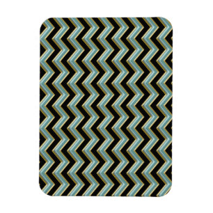 Black Gold Teal ZigZag Magnet