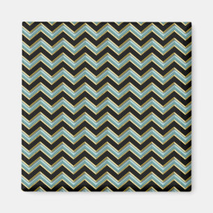 Black Gold Teal ZigZag Magnet