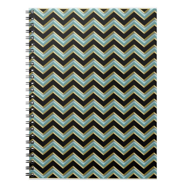 Black Gold Teal ZigZag Notebook (Front)