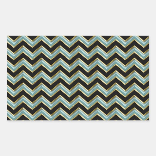Black Gold Teal ZigZag Sticker (Front)