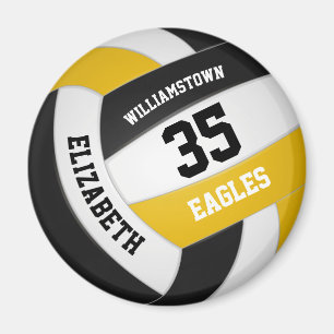 black gold team colours boys girls volleyball magnet