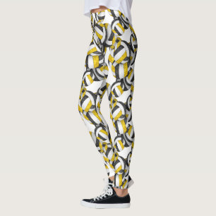 black gold team colours volleyballs pattern leggings