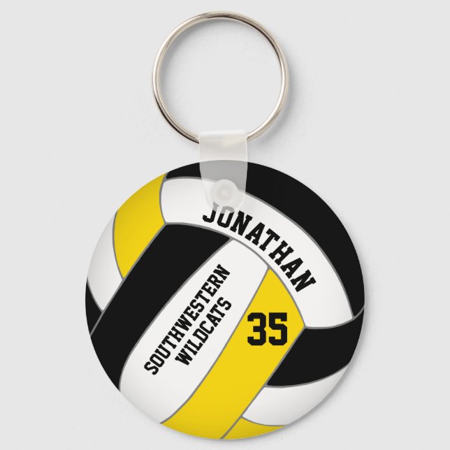 black gold team name boys' volleyball keychain (Front)