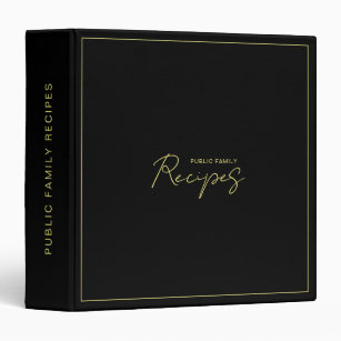 Black Gold Template Elegant Calligraphy Recipe Binder