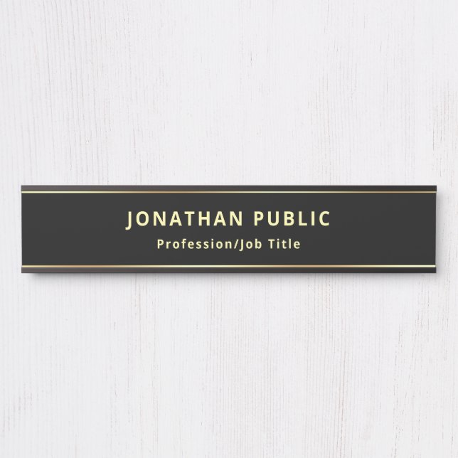 Black Gold Template Elegant Classic Look Long Door Sign (Front)