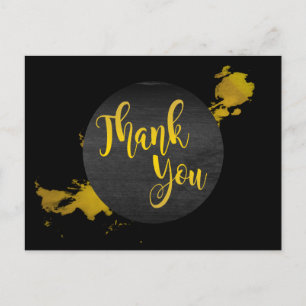 Black Gold Thank You Abstract Modern Postcard